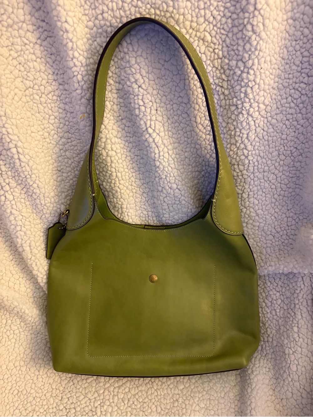 Coach Green Leather Shoulder Hobo with Logo Tag - Picture 3 of 7